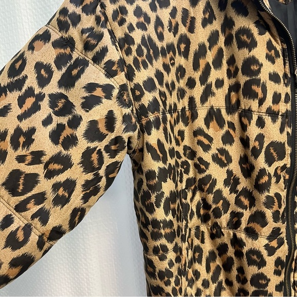 Leopard Print 100% Silk Women’s Puffer Bomber Jacket Oversized Small Y2K - Picture 3 of 10